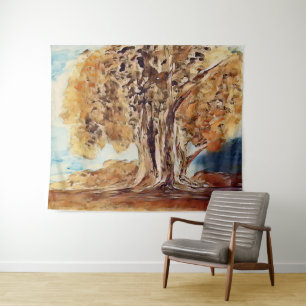 Tapiz Paintaje paisajístico de árboles de selva selvátic