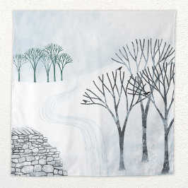Tapiz Paintaje paisajístico de nieve de invierno