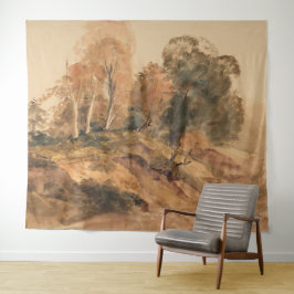 Tapiz Paintaje paisajístico de otoño en una granja moder