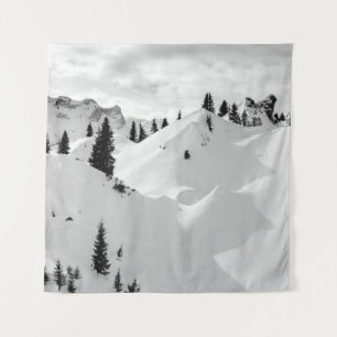 Tapiz Paisaje alpino: Montañas nevadas de árboles frutal