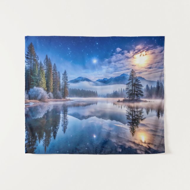 Tapiz Paisaje artístico en invierno nevado (Anverso (horizontal))