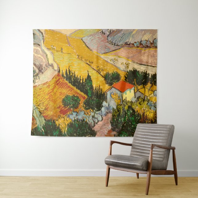 Tapiz Paisaje con House y PloughmaVincent van Gogh (In situ (horizontal))