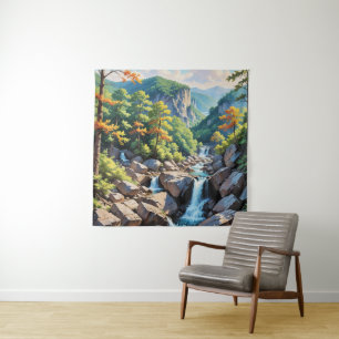 Tapiz Paisaje de la cascada de Serene Mountain