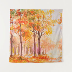 Tapiz Paisaje de pintura al óleo - colorido bosque otoña