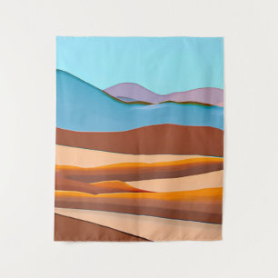 Tapiz Paisaje del desierto en Naranja de óxido y Aqua