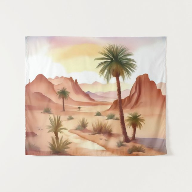 Tapiz Paisaje desierto con palmas de fecha (Anverso (horizontal))