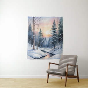 Tapiz Paisaje Forestal de Invierno Mágico