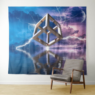 Tapiz Paisaje geométrico fantástico Espacio Cielo Océano