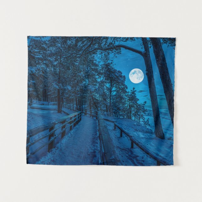 Tapiz Paisaje invernal con pinar cubierto de nieve (Anverso (horizontal))