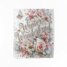 Paisaje Invernal Rosas Rosadas con Brillo Platead