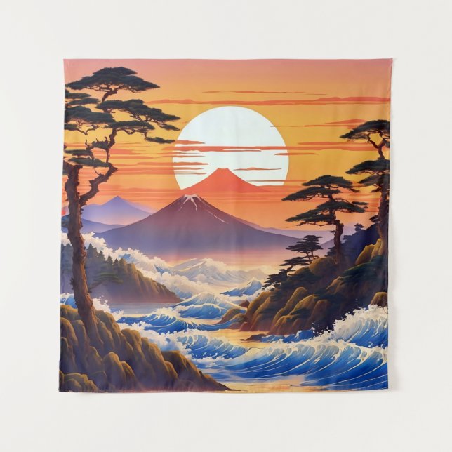 Tapiz Paisaje japonés del sol (Anverso)