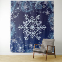 Paisaje Mágico de Copos de Nieve Azules de Inviern