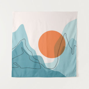 Tapiz Paisaje montañoso abstracto, ba de paisaje plano