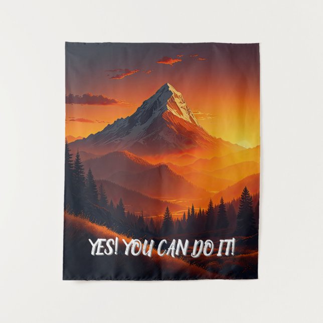 Tapiz Paisaje montañoso de puesta de sol pastoral (Anverso)