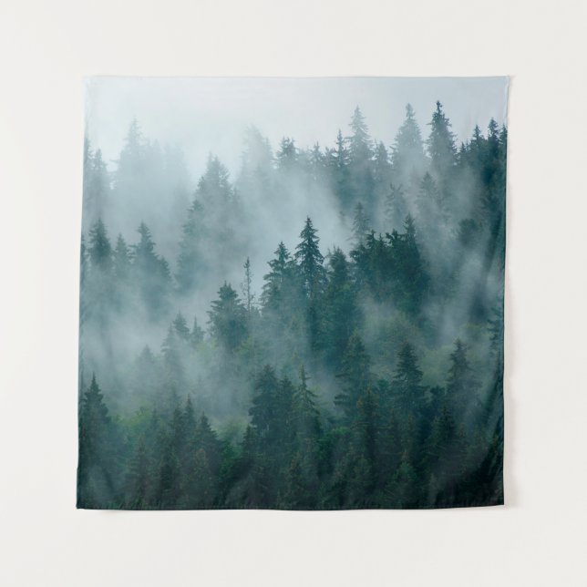 Tapiz Paisaje oxidado con bosque de abetos en la cosecha (Anverso)