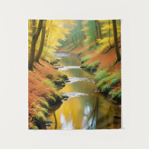 Tapiz Paisaje pintoresco del río Bosque Naturaleza Tranq