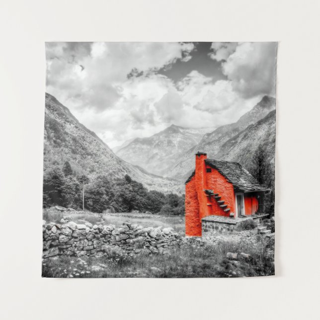 Tapiz Paisaje rural Fotografía en blanco y negro (Anverso)