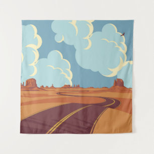 Tapiz Paisaje veraniego con un camino sinuoso vacío en e