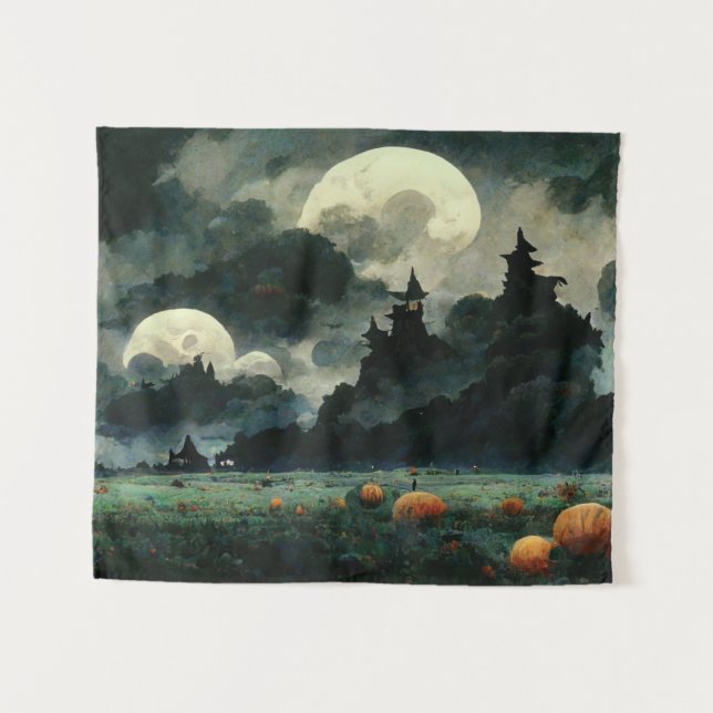 Tapiz Paisajes espeluznantes de Halloween (Anverso (horizontal))