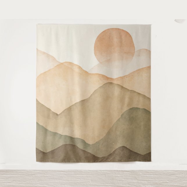 Tapiz paisajístico de las montañas de color beige  (Anverso)
