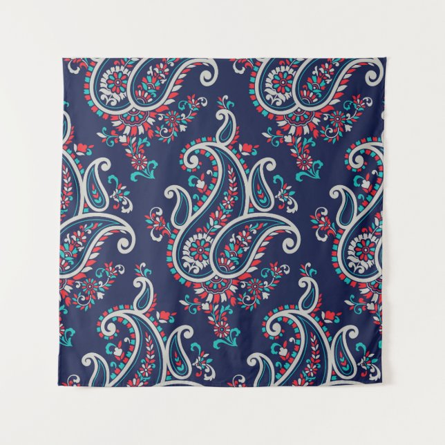 Tapiz Paisley Asiática: Diseño Tradicional Sin Marea. (Anverso)