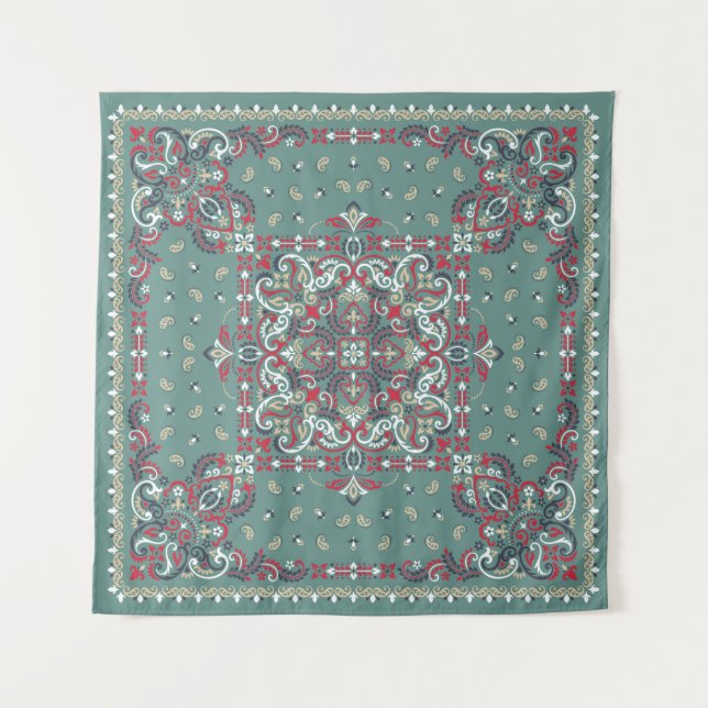 Tapiz Paisley Bandana Print: Silk Neck Scarf (Anverso)