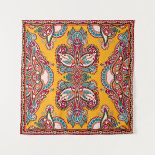 Tapiz Paisley bandanna floral ornamental tradicional. Yo