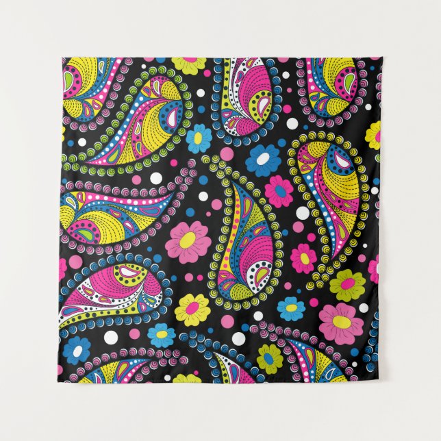 Tapiz Paisley de estilo tribal, patrón étnico sin fisura (Anverso)