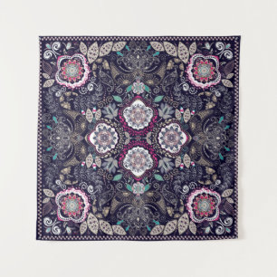 Tapiz Paisley floral, diseño de bolsillo cuadrado.
