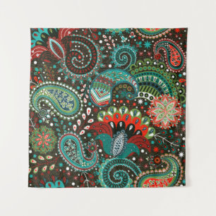 Tapiz Paisley floral: elementos de patrón sin fisuras.