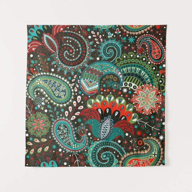 Tapiz Paisley floral: elementos de patrón sin fisuras. (Anverso)