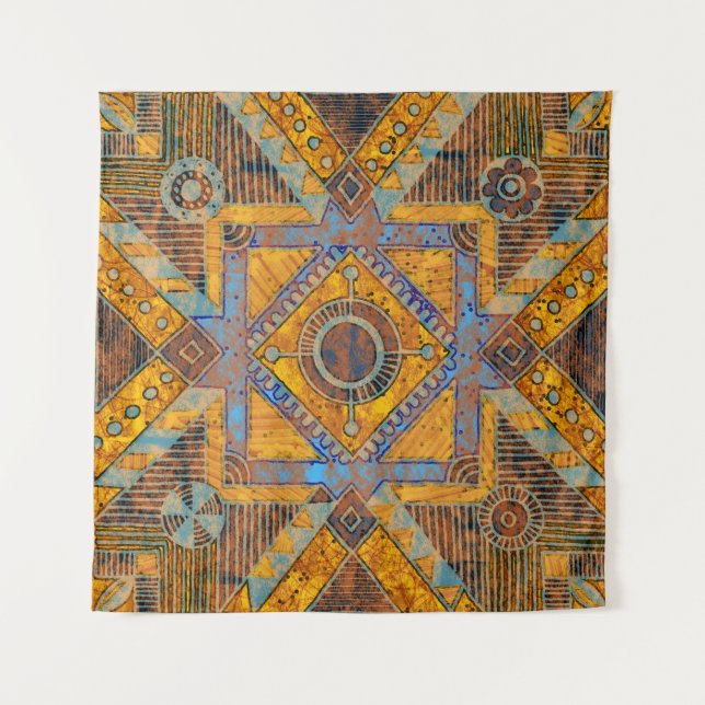 Tapiz Paisley floral india: Medallón étnico. (Anverso)