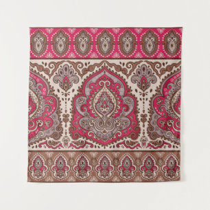 Tapiz Paisley floral india, patrón de mandala étnica.