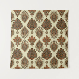 Tapiz Paisley floral, patrón de cosecha textil asiático.