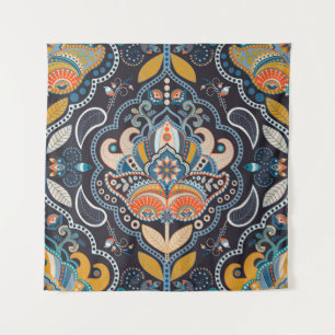 Tapiz Paisley Floral: Patrón indio oscuro
