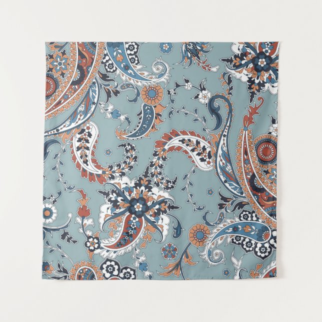 Tapiz Paisley indio de moda: fondo sin costura. (Anverso)
