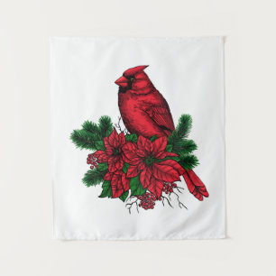 Tapiz Pájaro cardinal, ilustracion Navidad