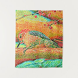 Tapiz Pájaro carpintero colorido en el mosaico de la imi