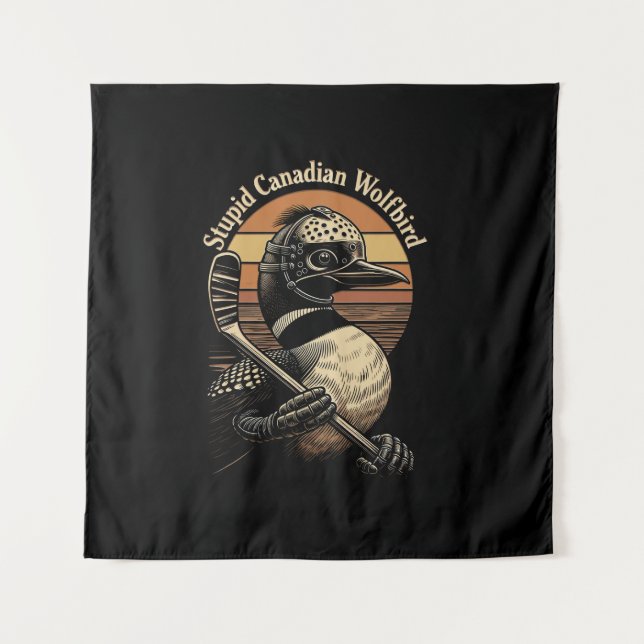 Tapiz Pájaro Lobo Canadiense Estúpido (Anverso)