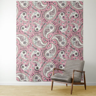 Tapiz Pájaros de paisley de rosa bebé