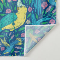 Pájaros exóticos de colores tropicales y patrón de