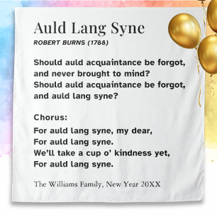 Tapiz Palabras de Auld Lang Syne para Año Nuevo - Person