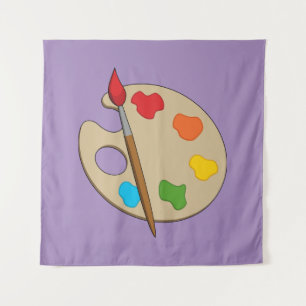 Tapiz Paleta de artista con pincel de pintura