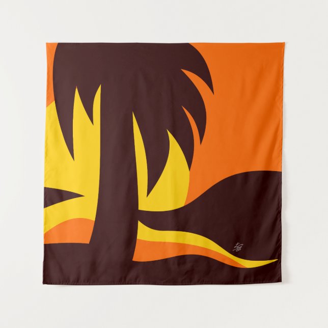 Tapiz Palm Tree En La Playa Sunset (Anverso)