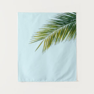 Tapiz Palma Tropical Verde en Azul Claro