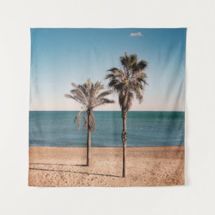Tapiz Palmera en la orilla de la playa por la mañana