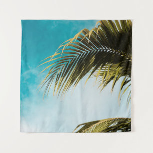 Tapiz Palmera verde bajo cielo azul
