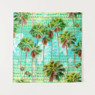 Tapiz Palmeras de Miami: acuarela tropical sin foco