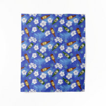 Palmeras tropicales y botellas de cerveza Azul