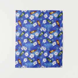 Tapiz Palmeras tropicales y botellas de cerveza Azul